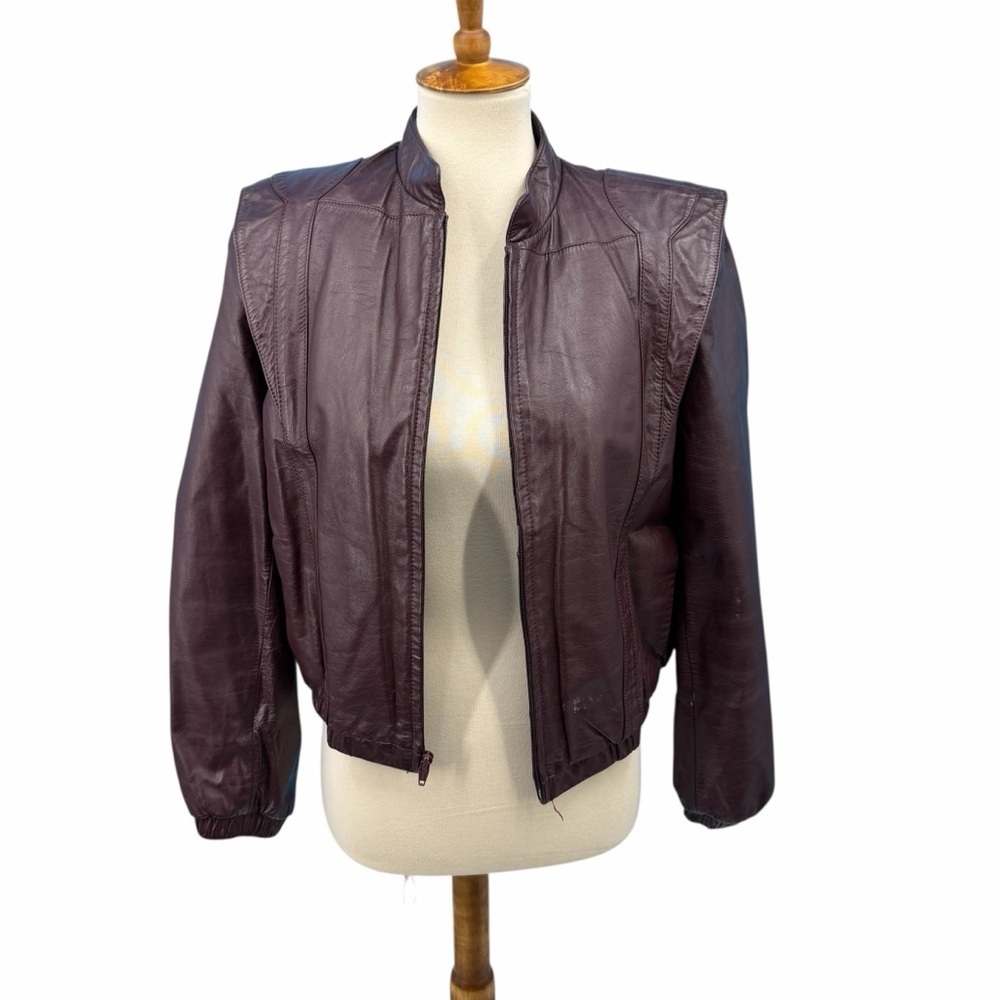 Vintage 1980’s Women’s Deep Burgundy Leather Bomber Jacket